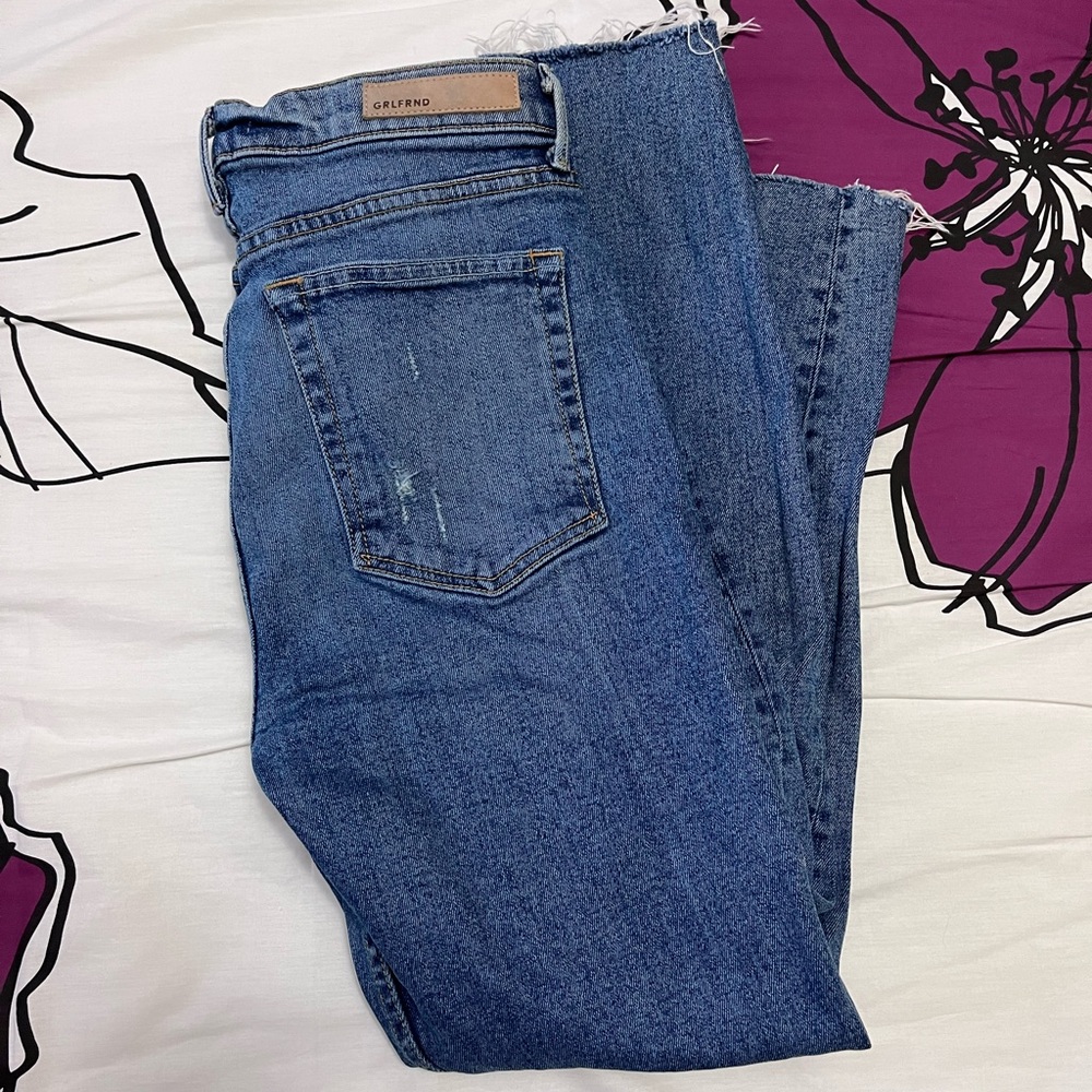 grlfrnd karolina blue high rise ripped mom jeans
